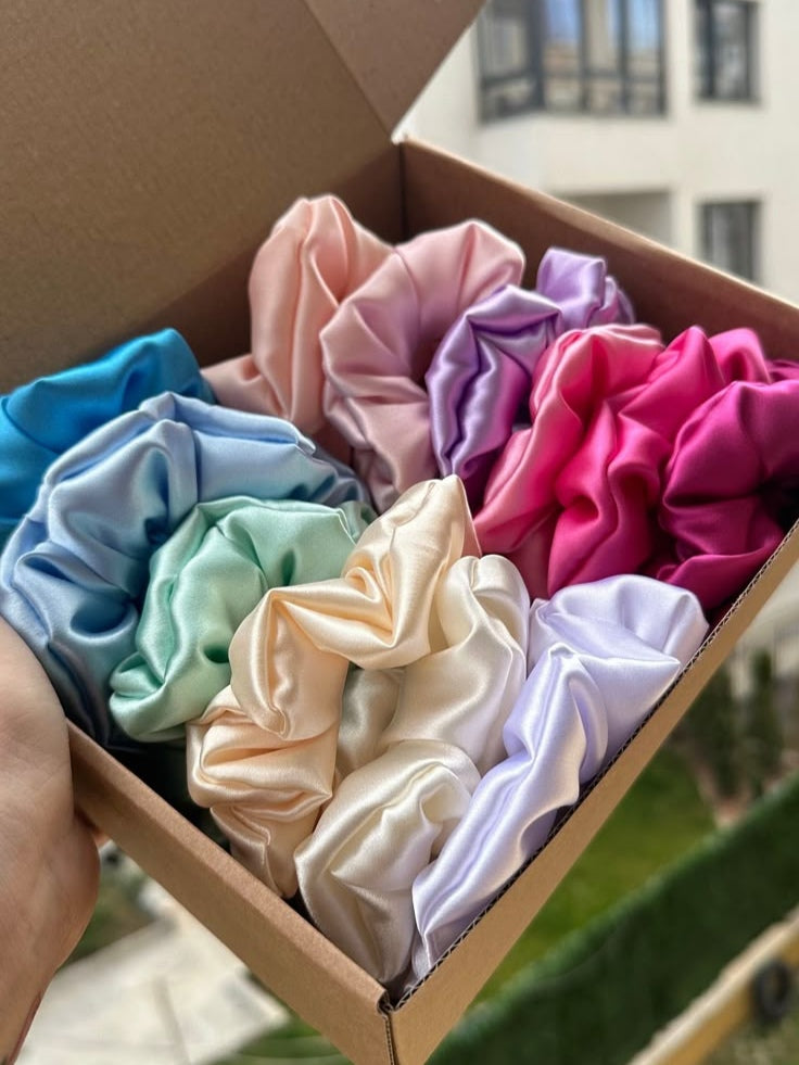 Pack of 10 premium silk scrunchies